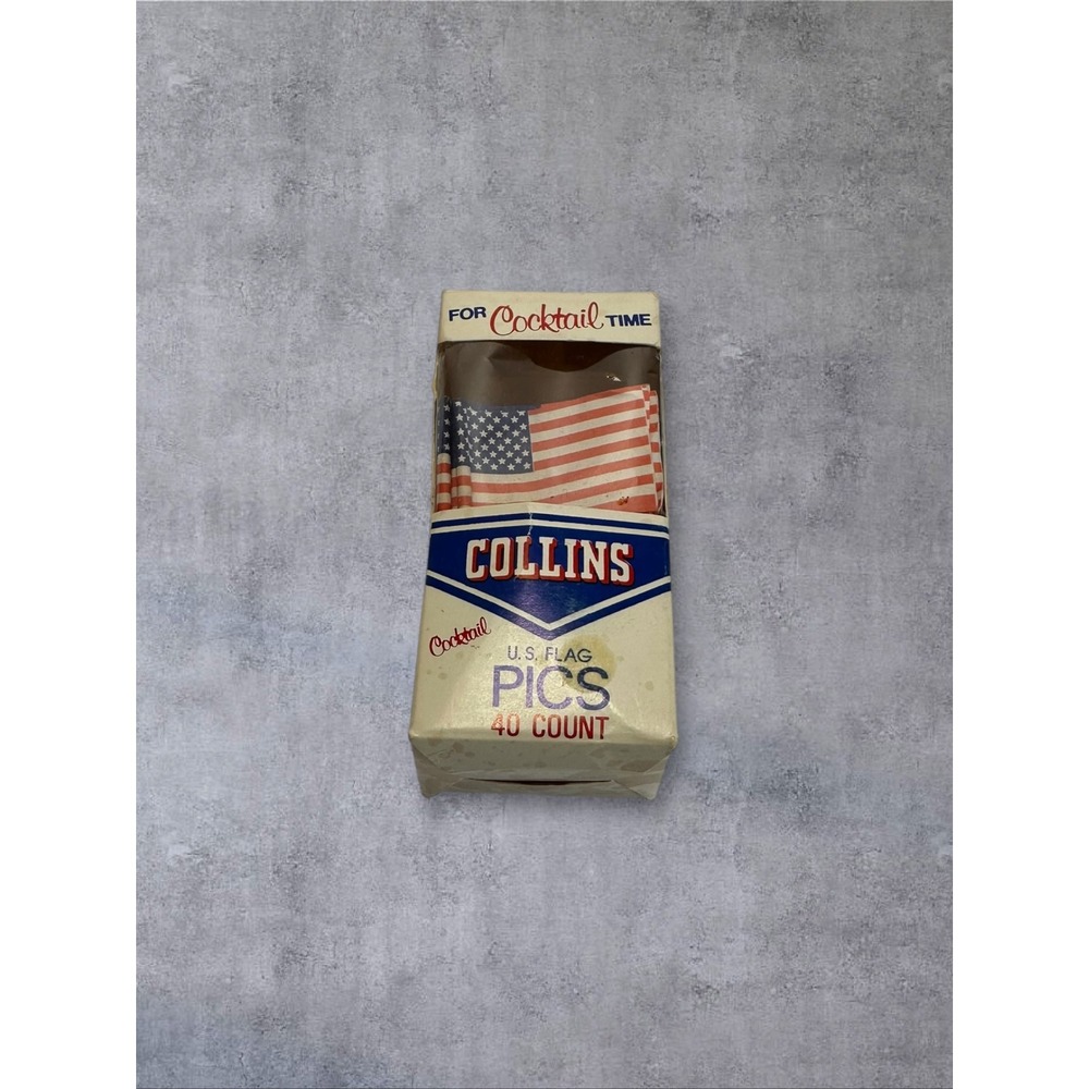 Vintage Collins Cocktail Picks Red White Blue US Flag 40 Count‎ NOS
